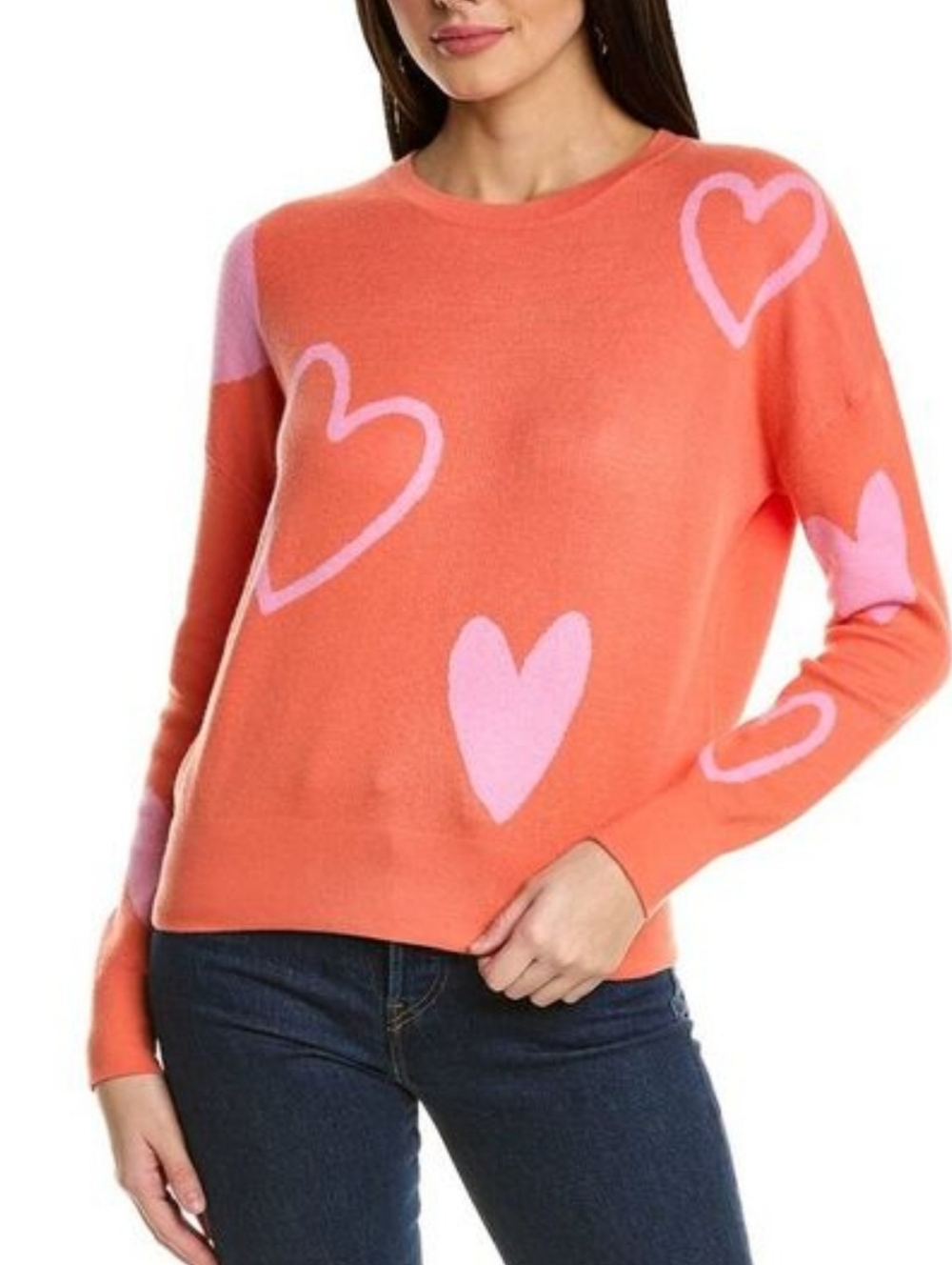 WISPR Small Heart Victory Silk-Blend Sweater Heart Pattern Pink